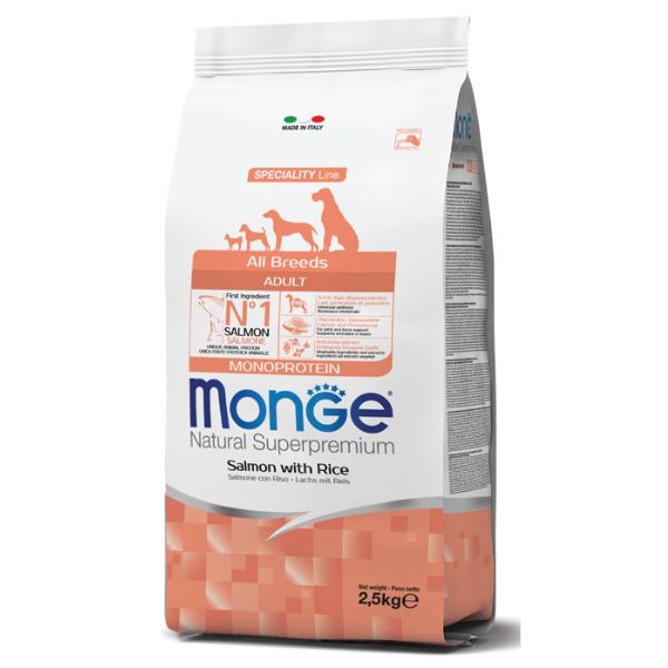 Bauzaar Monge Natural Superpremium All Breeds Adult Monoprotein Salmone con Riso