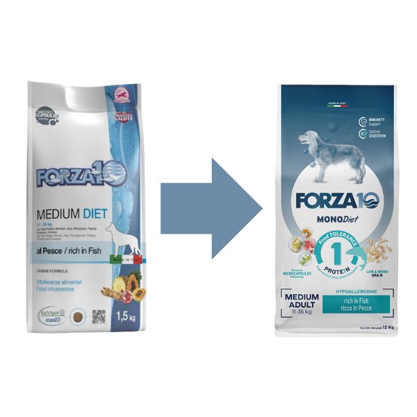 Bauzaar Forza10 MonoDiet Medium Adult Low Grain Hypoallergenic Pesce Soddisfazione Garantita