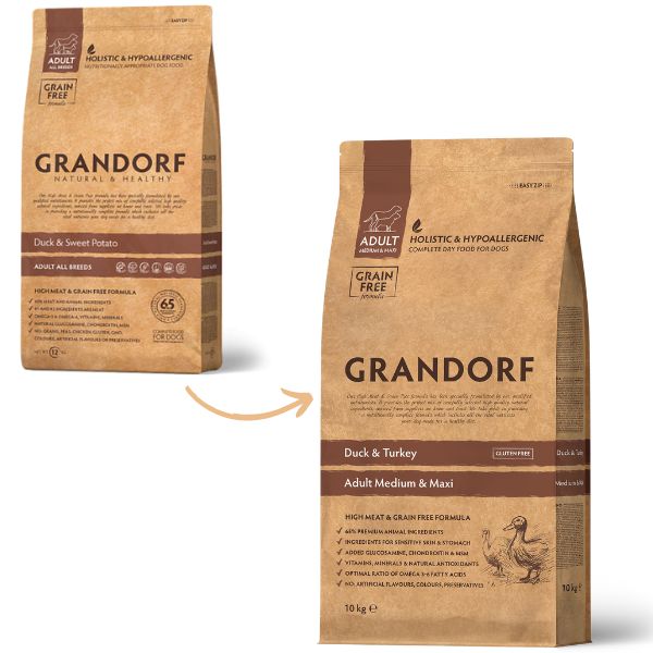 Bauzaar Grandorf Dog Adult Medium/Maxi Grain Free Anatra e Tacchino In Vendita
