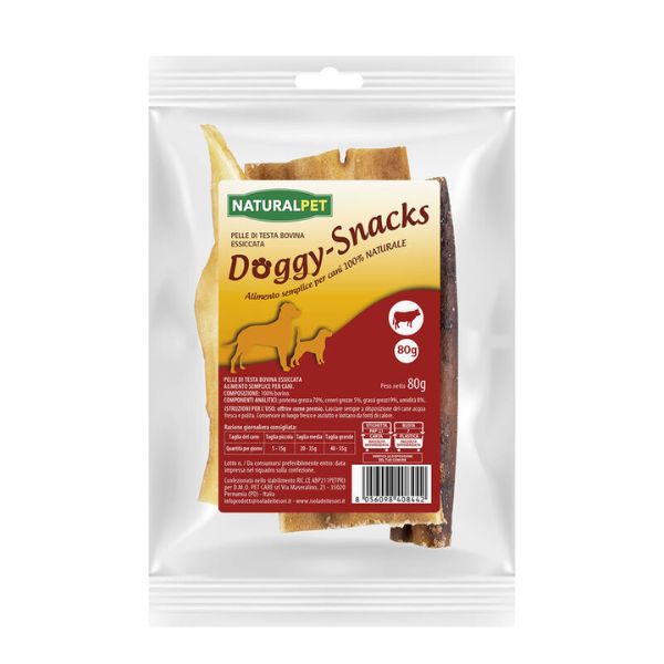Bauzaar NaturalPet Doggy Snacks per cani Pelle di Testa Bovina essiccata