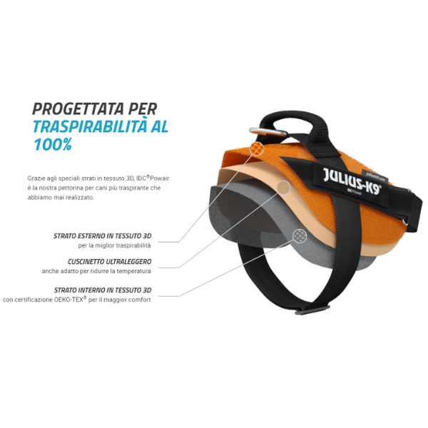 Bauzaar Pettorina IDC Powair harness Julius-K9 Spedizione Gratuita