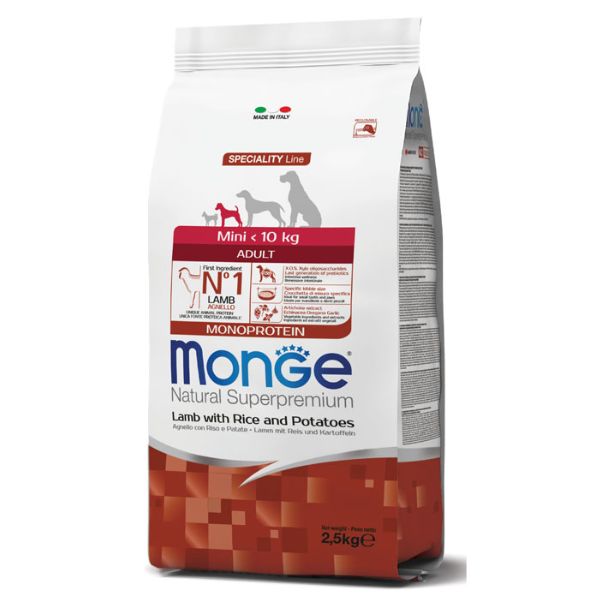 Bauzaar Monge Natural Superpremium Mini Adult Monoprotein Agnello con Riso e Patate