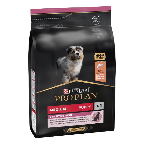 Bauzaar Purina Pro Plan Sensitive Skin Medium Puppy Crocchette Cane Salmone