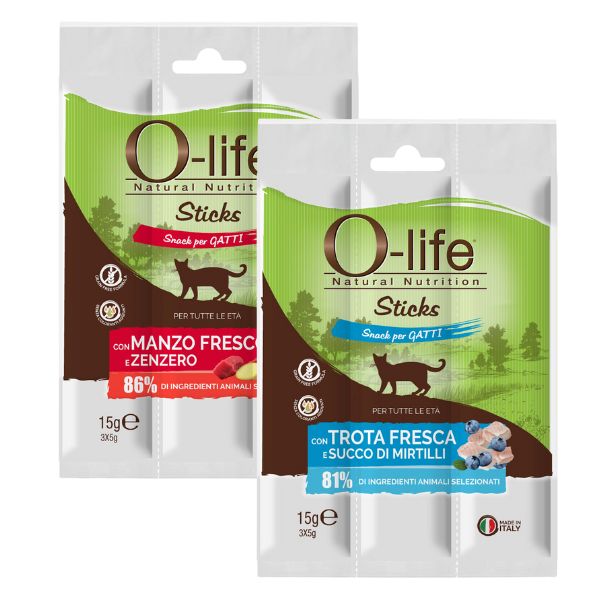 Bauzaar O-life Sticks Grain Free Snack per gatti 3x5 gr