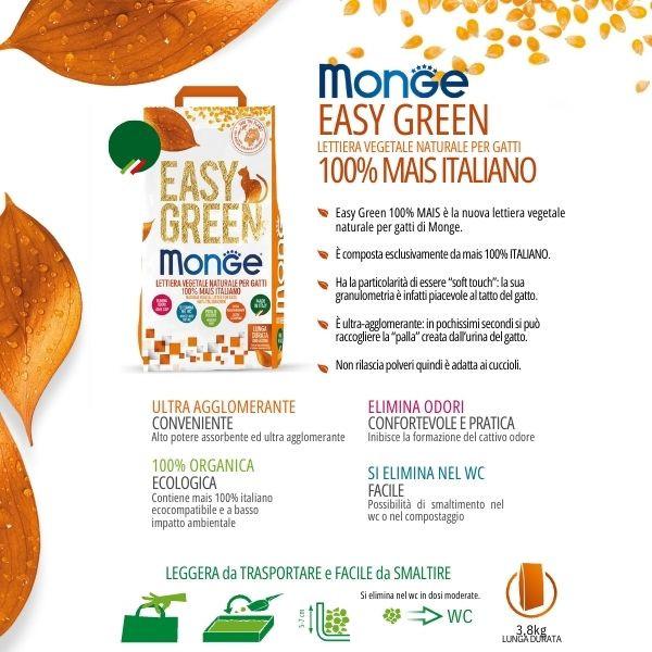 Bauzaar Lettiera vegetale Monge Easy Green 100% Mais Italiano Pezzi Unici