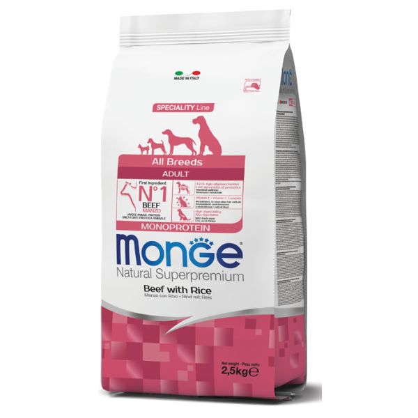 Bauzaar Monge Natural Superpremium All Breeds Adult Monoprotein Manzo con Riso