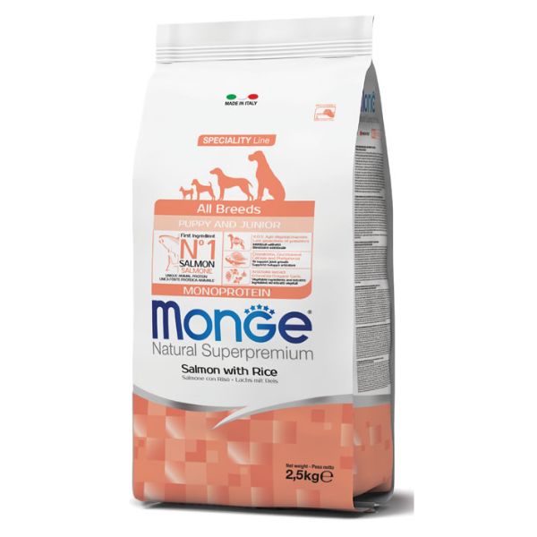 Bauzaar Monge Natural Superpremium All Breeds Puppy & Junior Monoprotein Salmone con Riso