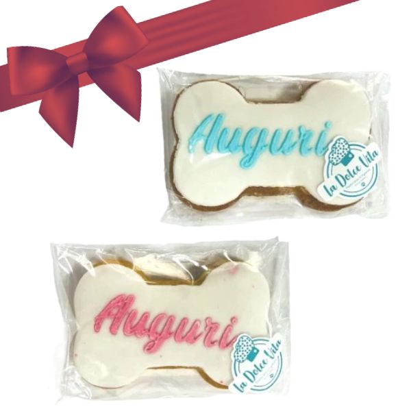 Bauzaar Biscotto Snack a forma di Osso Auguri La Dolce Vita 85 gr Leopet