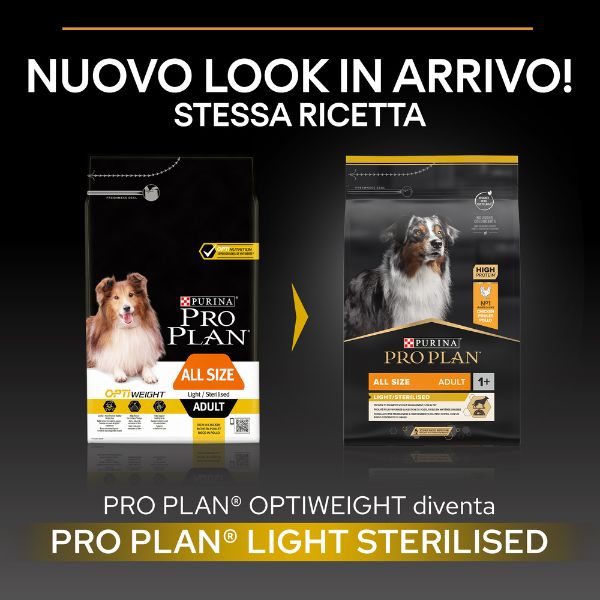 Bauzaar Purina Pro Plan Light Sterilised All Size Adult Crocchette Cane Pollo Sostegno trimestrale