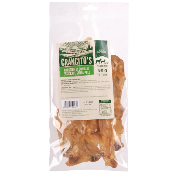 Bauzaar Crancito's snack naturale Dog Adult Orecchie di Coniglio