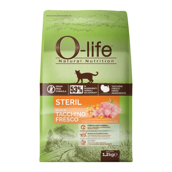 Bauzaar O-life Cat Sterilised Grain Free Tacchino fresco
