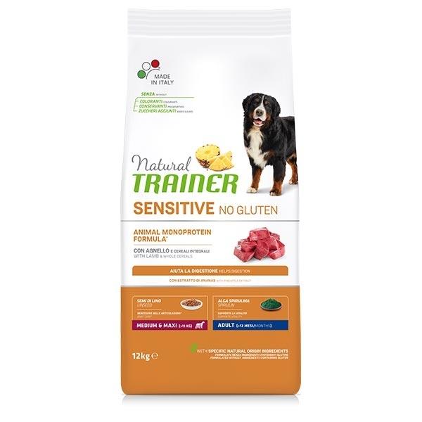 Bauzaar Natural Trainer Sensitive No Gluten Medium/Maxi Adult con Agnello