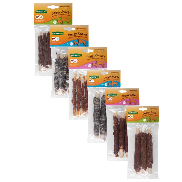 Bauzaar NaturalPet Doggy Snacks per cani Rolls di pelle bovina