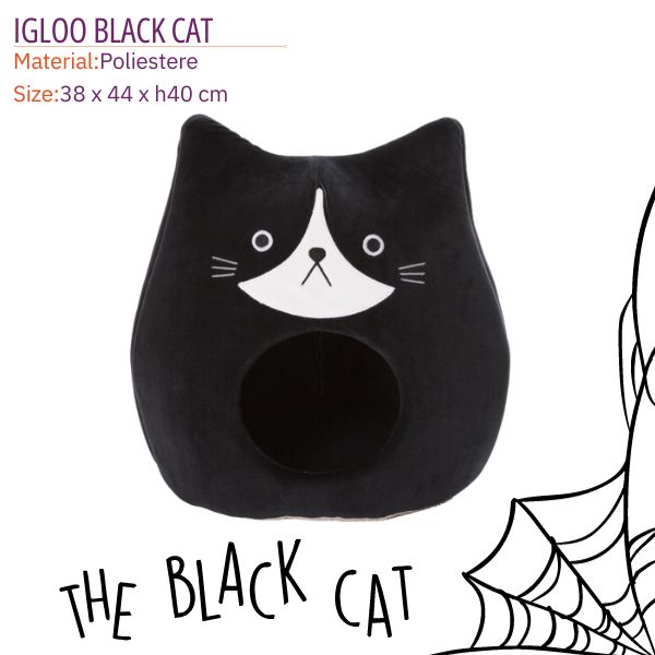 Bauzaar Cuccia per gatti Igloo Black Cat Ferribiella Sostegno trimestrale