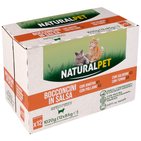 Bauzaar NaturalPet Cat Adult Bocconcini in salsa multipack 12x85 gr
