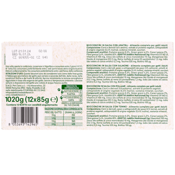 Bauzaar NaturalPet Cat Adult Bocconcini in salsa multipack 12x85 gr Smaltimento dello stoccaggio