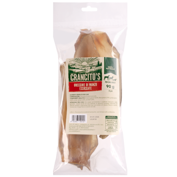 Bauzaar Crancito's snack naturale Dog Adult Orecchie di Manzo Essiccate