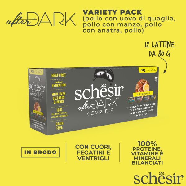 Bauzaar Schesir After Dark Cat Variety Pack Filetti in brodo 12x80 gr Offerta settimanale