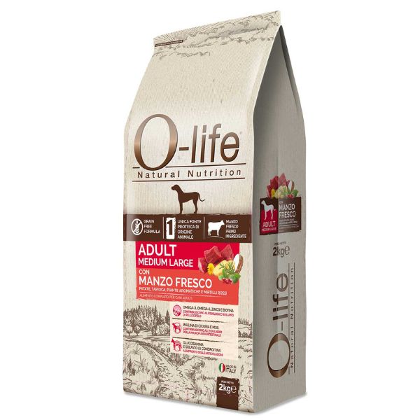Bauzaar O-life Dog Grain Free Adult Medium/Large Manzo fresco