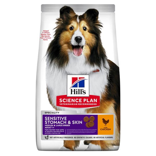 Bauzaar Hill's Science Plan Sensitive Stomach & Skin Medium Adult Alimento per Cani con Pollo