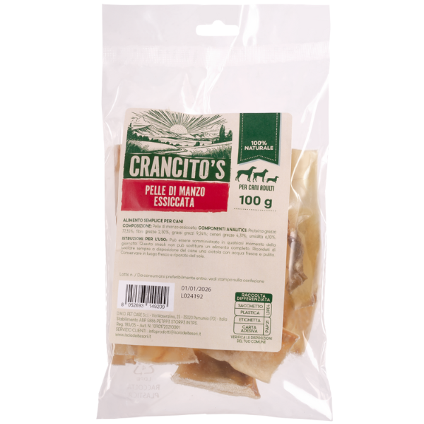 Bauzaar Crancito's snack naturale Dog Adult Pelle di Manzo essiccata