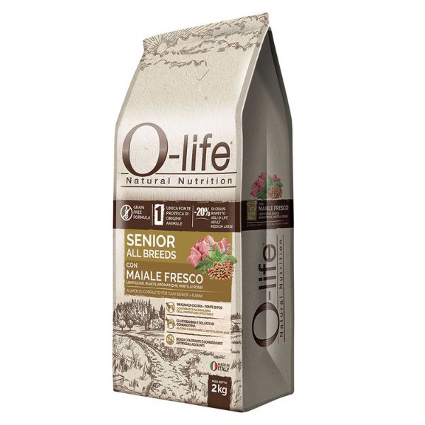 Bauzaar O-life Dog Grain Free Senior All Breeds Maiale fresco Only for today