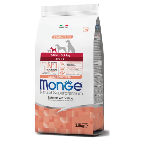 Bauzaar Monge Natural Superpremium All Breeds Adult Mini Monoprotein Salmone con Riso