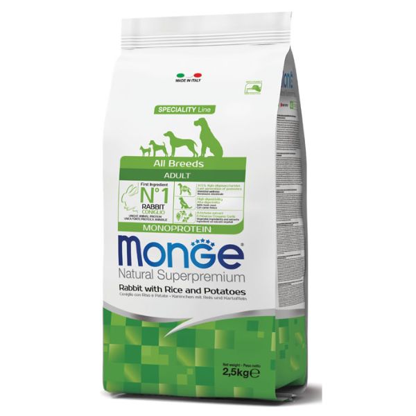 Bauzaar Monge Natural Superpremium All Breeds Adult Monoprotein Coniglio con Riso e Patate
