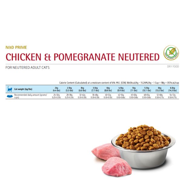 Bauzaar Farmina N&D Prime Feline Neutered Grain Free Pollo e Melograno Qualità Garantita