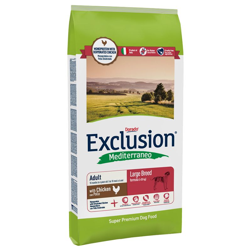 Zooplus Exclusion Mediterraneo Adult Large Pollo Crocchette cani Moda