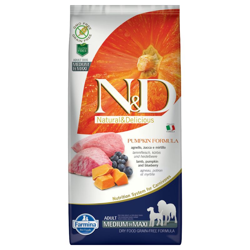 Zooplus Farmina N&D Grain Free Pumpkin Adult Medium/Maxi Agnello Zucca e Mirtillo Spedizione Gratuita