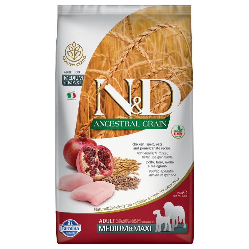 Zooplus Farmina N&D Ancestral Grain Adult Medium & Maxi Pollo e Melograno Fino Al -60%