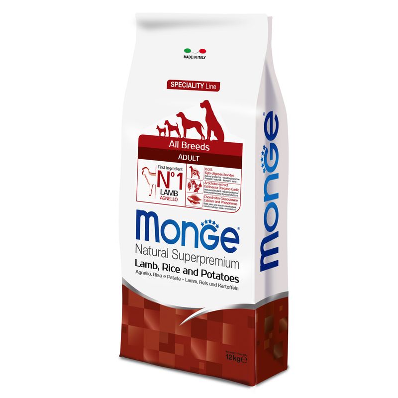 Zooplus Monge Superpremium All Breeds Adult Agnello Riso & Patate Crocchette cane Nuovo