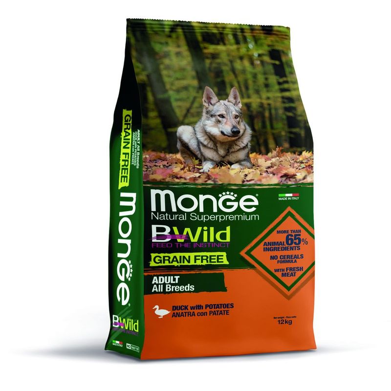 Zooplus Monge BWild Grain Free All Breeds Adult Anatra con Patate Soddisfazione Garantita