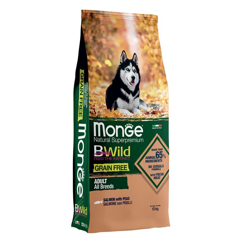 Zooplus Monge Bwild Grain Free All Breeds Adult Salmone con Piselli Fino Al -60%