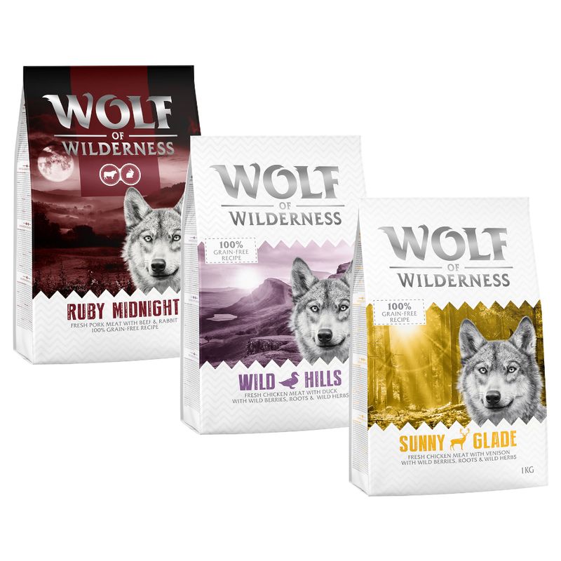 Zooplus Set prova misto Wolf of Wilderness Adult Crocchette per cani Promozione