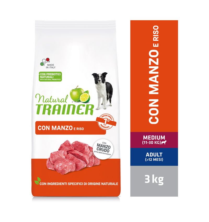 Zooplus Natural Trainer Medium con Manzo Riso e Ginseng Crocchette per cane Fornitura limitata