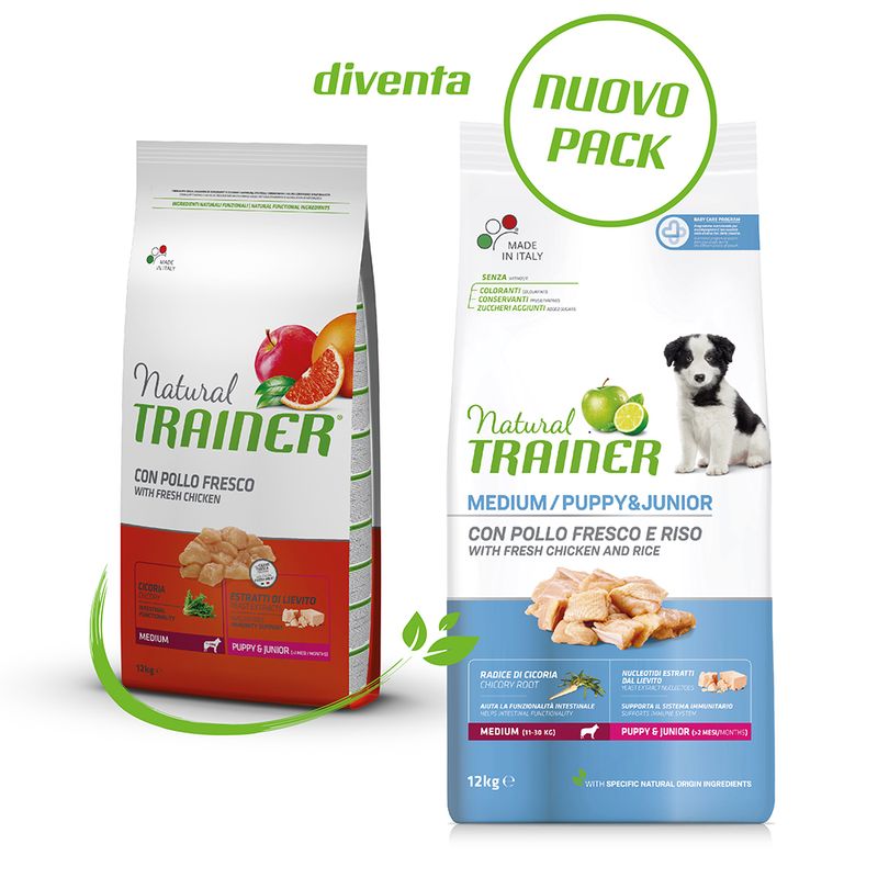 Zooplus Natural Trainer Medium Puppy & Junior con Pollo fresco Smaltimento dello stoccaggio