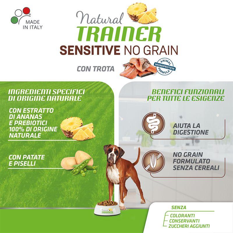 Zooplus Natural Trainer Sensitive No Grain Adult Medium/Maxi Monoproteico con Trota & Patate Offerte esclusive