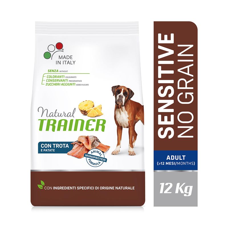 Zooplus Natural Trainer Sensitive No Grain Adult Medium/Maxi Monoproteico con Trota & Patate Offerte esclusive