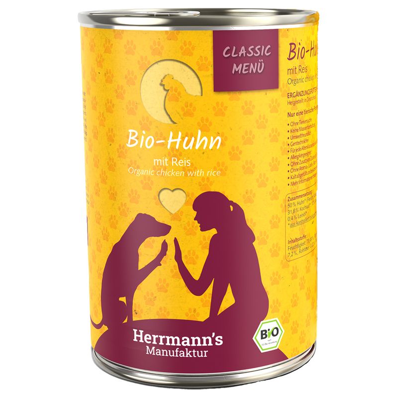 Zooplus Prezzo speciale 12 x 400 g Herrmann's Classic Bio Menù Umido per cane Ritorno libero