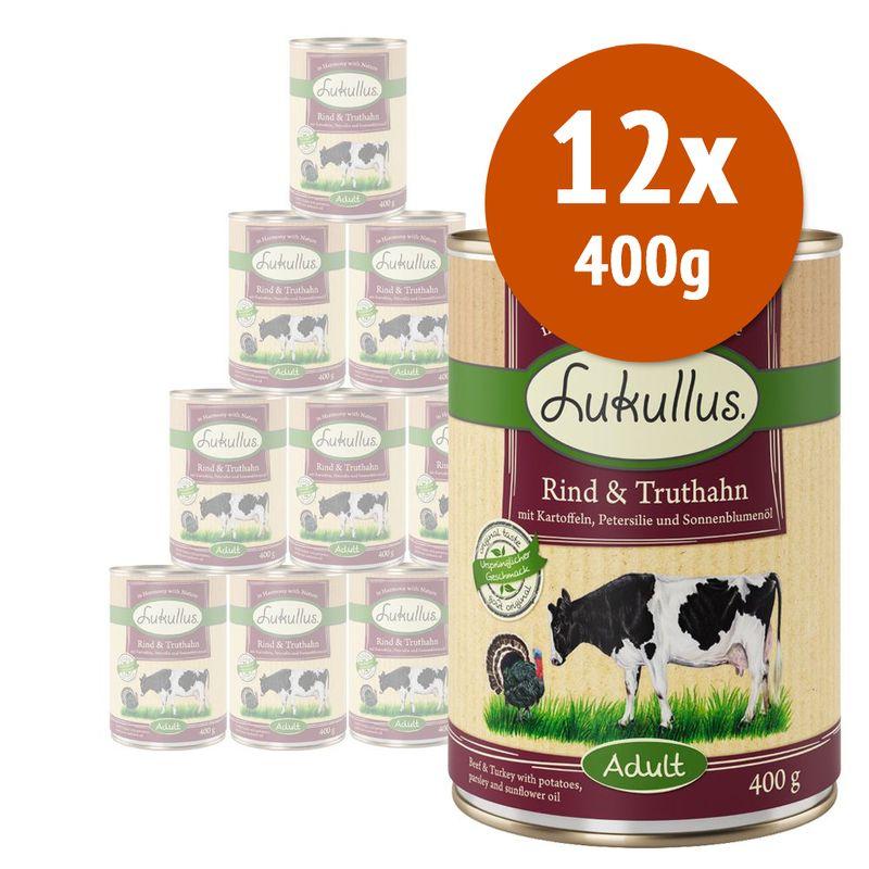 Zooplus Lukullus 12 x 400 g Alimento umido per cani Officina
