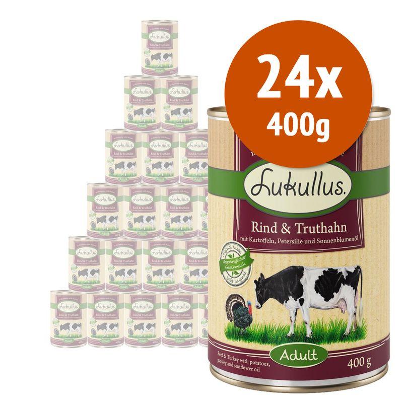 Zooplus Lukullus 24 x 400 g Alimento umido per cani In vendita
