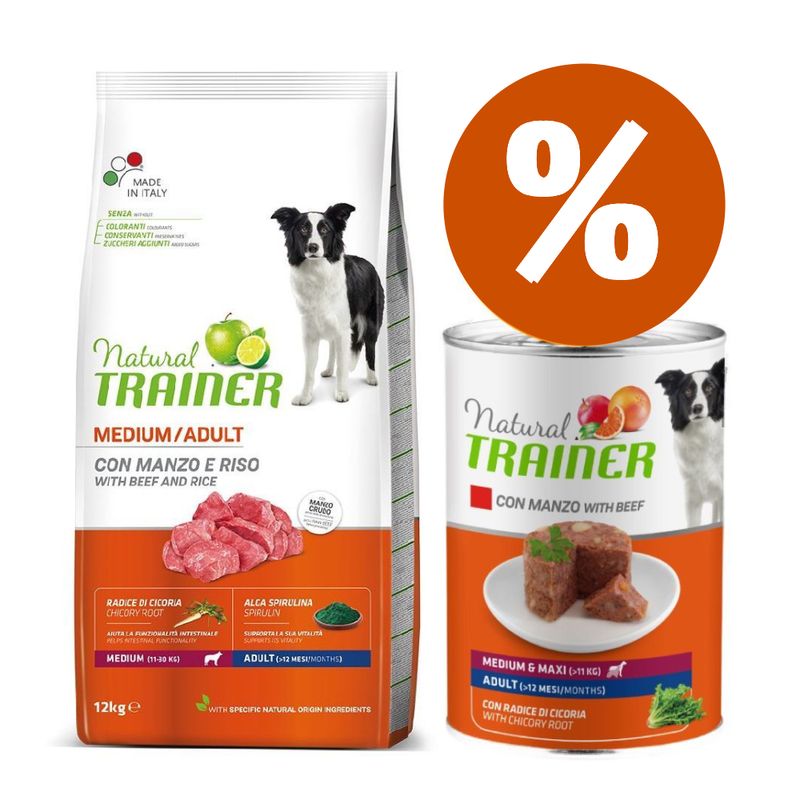 Zooplus Set prova misto Natural Trainer Adult secco (7/12 kg) + umido (6 x 150/400 g)