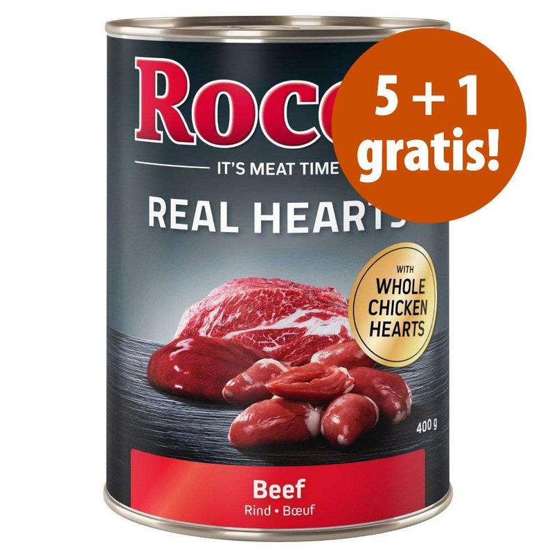Zooplus 5 + 1 gratis 6 x 400 g Rocco Trio di Carne/Real Hearts Umido