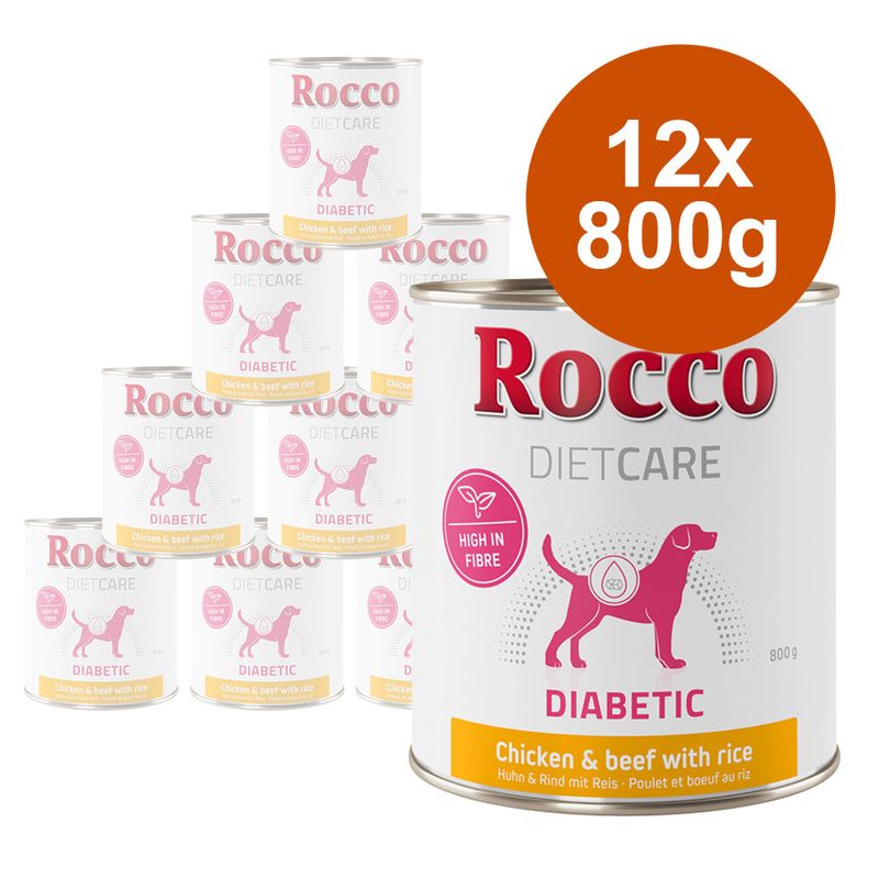 Zooplus Rocco Diet Care Diabetic Pollo & Manzo con Riso 800 g umido cane Offerte giornaliere