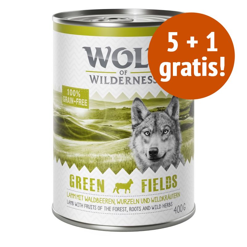 Zooplus 5 + 1 gratis 6 x 400 g Wolf of Wilderness Alimento umido per cani