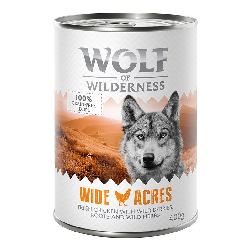 Zooplus Wolf of Wilderness Adult 6 x 400 g umido Single Protein per cane Promozione temporanea