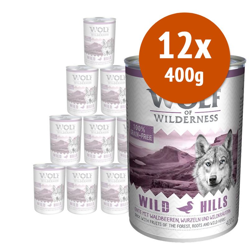 Zooplus Wolf of Wilderness Adult 12 x 400 g umido Single Protein per cane