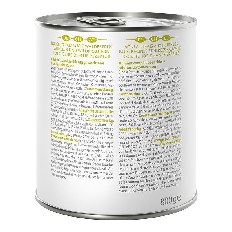 Zooplus Wolf of Wilderness Adult 6 x 800 g umido Single Protein per cane Sostegno trimestrale